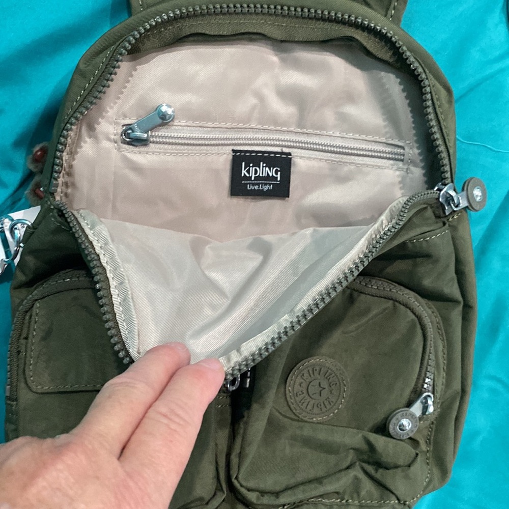 🆕Kipling Lovebug Small Backpack, Jaded Green Tonal🐒 - Picture 4 of 6